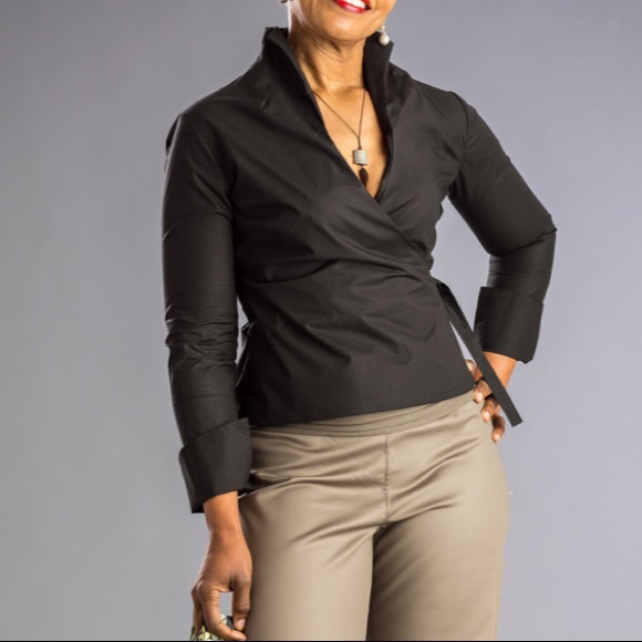 Black Italian brand/made wrap blouse - Picture 1 of 1